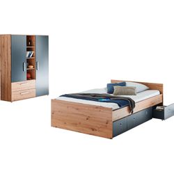 Arthur Berndt Artisan Oak Nachbildung Anthrazit Jugendzimmer-Set "Alessio" Set Bett Und Kleiderschrank 3 Stk. Tlg. Mit Melamin-Oberfläche von Baur - Image 3