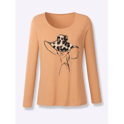 Damen Langarmshirt mit Druck vorne camel, Größe 38 - Bild 4