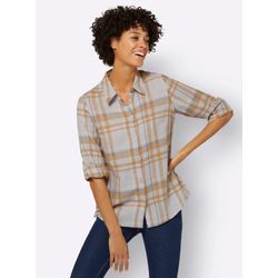 Steingrau-Camel-Kariert Flanellbluse - Bild 6