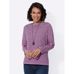 Sheego Damen Magenta-Marine-Geringelt Langarmshirt - Bild 4
