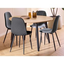 Unisex Schwarz Esszimmer-Set Actona Group "Essgruppe, Speisetisch Mit Wohnzimmerstühlen", (Matt ), B:120cm H:75cm T:120cm, Polyester, Kastenmöbel-S...