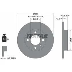 Textar Bremsscheibe 92010603 239Mm 12Mm Für Seat Vw Audi