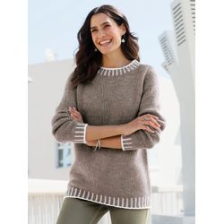 Taupe-Ecru-Gemustert Langarm-Pullover - Bild 3