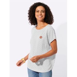 Damen Druckbluse aus reiner Viskose ecru-steingrau-bedruckt, Größe 44 - Bild 4