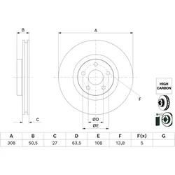Bosch Bremsscheibe 0986479H51 Belüftet 308Mm 27Mm Für Ford