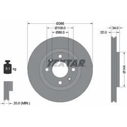 Textar Bremsscheibe 92111503 266Mm 22Mm Für Citroën Peugeot Opel Fengshen (Df-Psa)