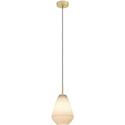 Eglo Gelb - Hängelampe Caprarola, 1-Flammige Pendelleuchte Über Esstisch, Esszimmerlampe Aus Satiniertem Glas Und Metall In Messing, Hängeleuchte Mit E27 Fassung, Ø 20 Cm - Bild 6