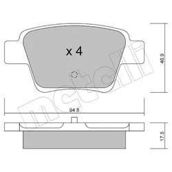 Metelli Bremsbelagsatz, Scheibenbremse 2206390 Für Peugeot Citroën