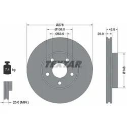 Textar Bremsscheibe 92141205 278Mm 25Mm Für Volvo Ford (Changan)