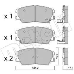 Metelli Bremsbelagsatz, Scheibenbremse 2213050 Für Kia