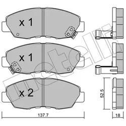 Metelli Bremsbelagsatz, Scheibenbremse 2203840 Für Honda