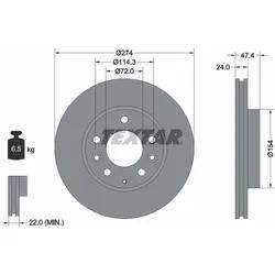 Textar Bremsscheibe 92110400 274Mm 24Mm Für Mazda Faw Besturn (Faw)