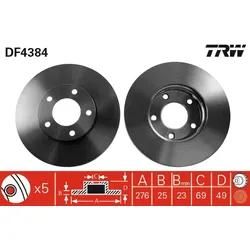 Trw Bremsscheibe Df4384 Belüftet 278Mm 25Mm Für Mazda (Changan)