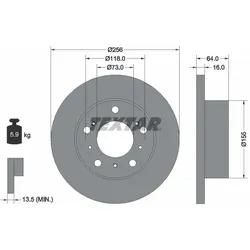 Textar Bremsscheibe 92034400 256Mm 16Mm Für Citroën Peugeot Alfa Romeo Fiat