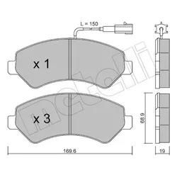 Metelli Bremsbelagsatz, Scheibenbremse 2207090 Für Peugeot Citroën Fiat