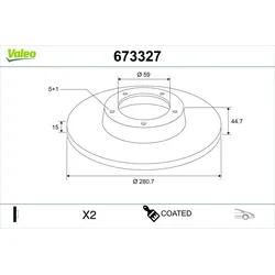 Valeo Bremsscheibe 673327 Vorderachse Voll 281Mm 15Mm Für Alfa Romeo