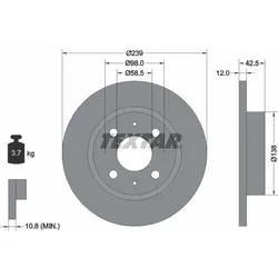 Textar Bremsscheibe 92039100 239Mm 12Mm Für Lada