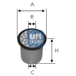 Ufi Kraftstofffilter 2438800 Filtereinsatz 87Mm Für Renault