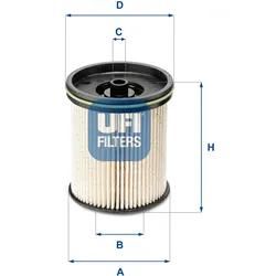 Ufi Kraftstofffilter 2612200 Filtereinsatz 106Mm Für Gm