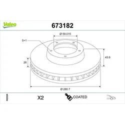 Valeo Bremsscheibe 673182 Vorderachse Belüftet 281Mm 26Mm Für Lancia Peugeot Citroën