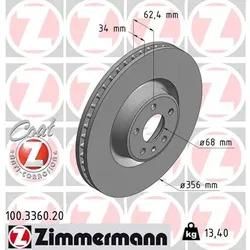 Zimmermann Bremsscheibe 100336020 Vorderachse Belüftet 356Mm 34Mm Für Audi