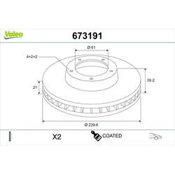 Valeo Bremsscheibe 673191 Vorderachse Belüftet 240Mm 21Mm Für Honda (Gac)