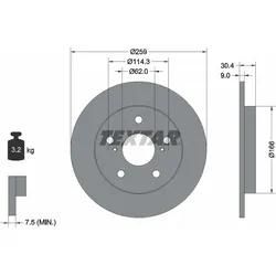 Textar Bremsscheibe 92164103 259Mm 9Mm Für Toyota (Gac)