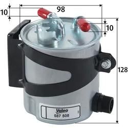 Valeo Kraftstofffilter 587508 Ohne Anschluss Für Wassersensor 125Mm Renault