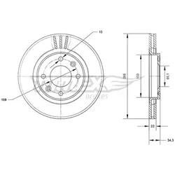 Tomex Brakes Bremsscheibe Tx7005 Vorderachse Belüftet 266Mm 22Mm Für Peugeot Vaughall Fengshen Citroën (Df-Psa)