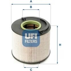 Ufi Kraftstofffilter 2601500 Filtereinsatz 85Mm Für Porsche Vag