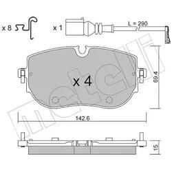 Metelli Bremsbelagsatz, Scheibenbremse 2213190 Für Vw Skoda