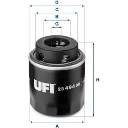 Ufi Ölfilter 2349400 Anschraubfilter 96Mm Gewindemaß3/4-16 Unf Für Vag