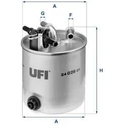 Ufi Kraftstofffilter 2402601 Filtereinsatz 123Mm Für Nissan Renault
