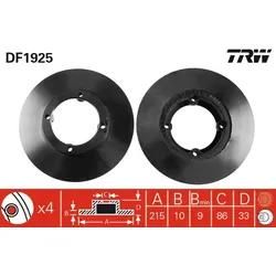 Trw Bremsscheibe Df1925 215Mm 10Mm Für Byd Opel Bedford Vaughall Suzuki Changan
