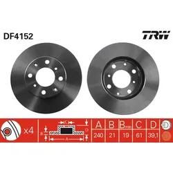 Trw Bremsscheibe Df4152 Belüftet 240Mm 21Mm Für Honda (Gac)