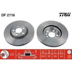 Trw Bremsscheibe Df2716 Belüftet 281Mm 26Mm Für Lancia Peugeot Citroën