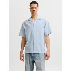 Jack & Jones Herren Hemd Baumwoll-Leinen-Mix Hellblau Gr. M - Bild 3
