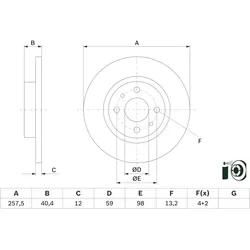 Bosch Bremsscheibe 0986479E65 Voll 258Mm 12Mm Für Lancia