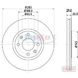 Japko Bremsscheibe 600627C Vorderachse Belüftet 283Mm 26Mm Für Peugeot (Df-Psa)