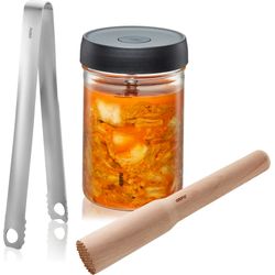 Gefu Braun/Schwarz/Transparent Fermentier-Set Nativo, Einmachgläser, Silber - Image 9