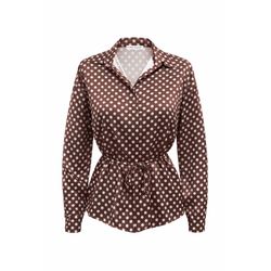 Braun Hemd Mit Polka-Dot-Muster Und Knopfdetail