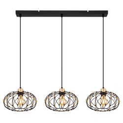 Schwarz Pendelleuchte Hängeleuchte Esszimmerlampe 3-Flammig Metall H 150 Cm - Bild 4