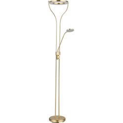 Gelb Stehleuchte Stehlampe Deckenfluter Wohnzimmerleuchte Schlafzimmerlampe, Dimmbar, Flexibler Lesespot, Messingfarben Matt Satiniert, Led 20W 1800Lm Warmweiß, Lxbxh 35X30x194cm - Bild 4