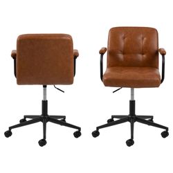 Act Nordic Cosmo Schreibtischstuhl Mit Armlehnen Cognac-Pu Und Schwarzes Metall Für Büro - Bild 5