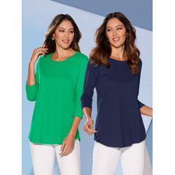 Sheego Damen Grasgrün + Marine Longshirt - Bild 3