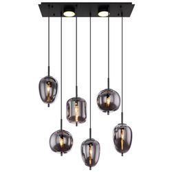 Schwarz Pendelleuchte Hängelampe Deckenleuchte Esszimmerlampe 6-Flammig Glas Rauchfarbe - Bild 4