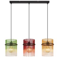 Grün/Schwarz Pendelleuchte Hängelampe Esszimmerleuchte Glas 3-Flammig Deckenleuchte L 80 Cm - Bild 4