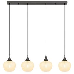 Weiß Hängeleuchte Glas Pendellampe 4-Flammig Wohnzimmerleuchte Hängend Schwarz Chrom, Metall, 4X E27 Fassung, Lxbxh 99X18x120 Cm - Bild 4