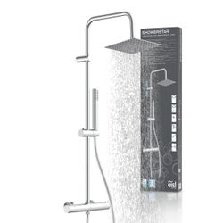 Eisl Chrom Duschsystem "Showerstar" Komplett-Set Regendusche 20X20cm Umsteller Antikalk Höhenverstellbar Thermostat von Baur - Image 3