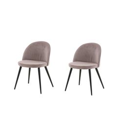 Venture Home Schwarz Altrosa Schwarz Altrosa Esszimmerstuhl "Velvet 2Er-Set Esszimmerstühle In Hellgrau-Cord 150 Kg Belastbar" () 2 Stk.polsterstuhl Manchester-Bezug Schwarze Metallbeine Weich von Baur - Image 3
